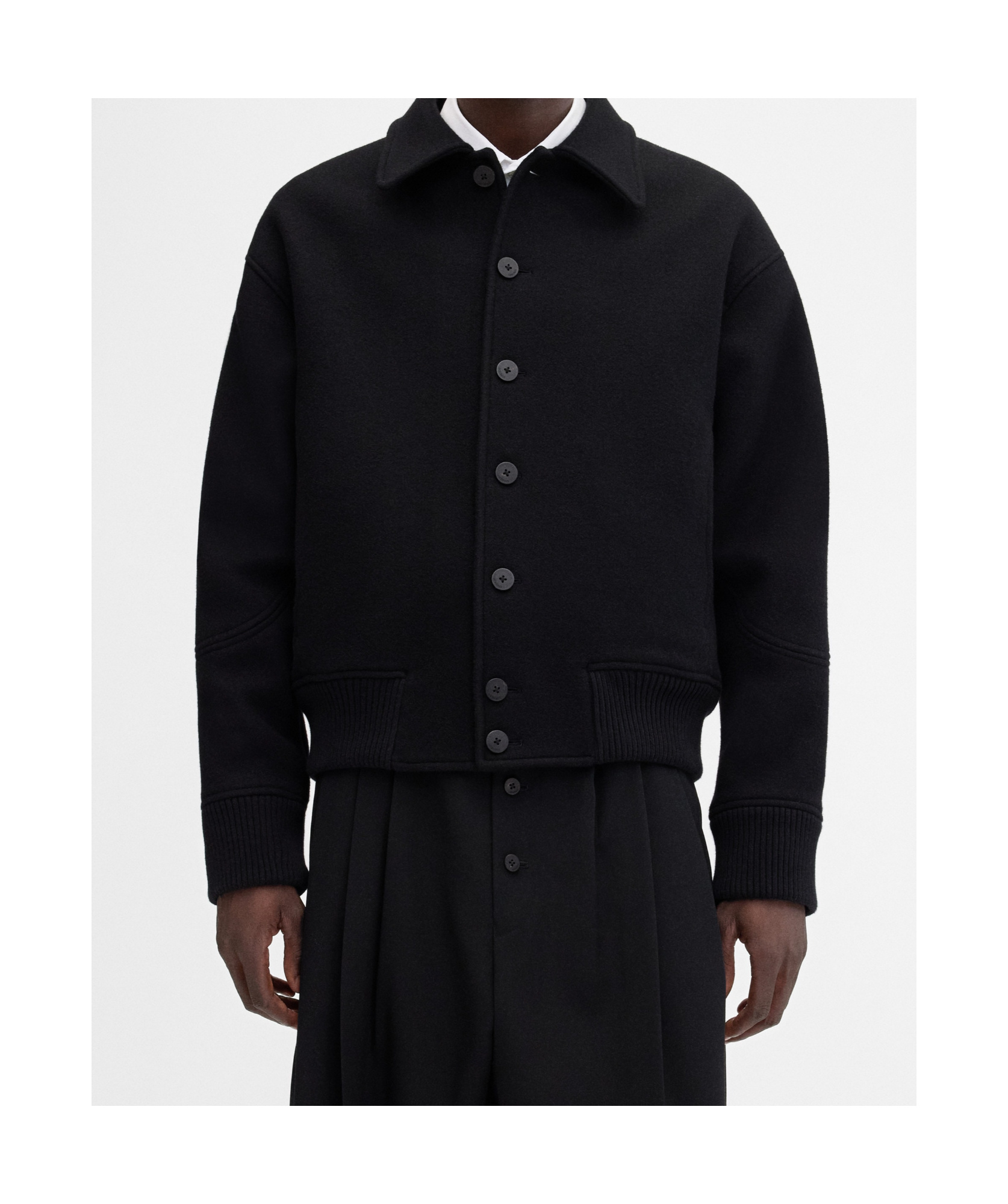 Jacquemus Wool Long-sleeved Casual Jacket In Black