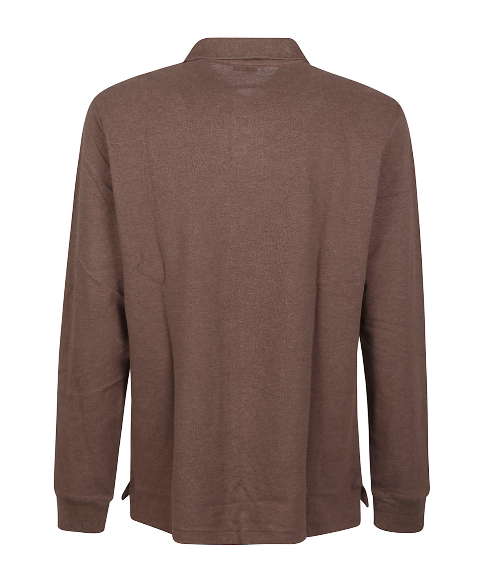 Polo Ralph Lauren Textured Knit Long-sleeve Polo With Classic Collar In Brown
