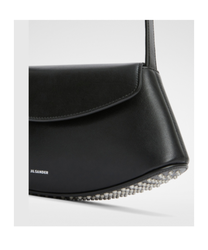 Jil Sander Small Eldorado Leather Shoulder Bag In Black
