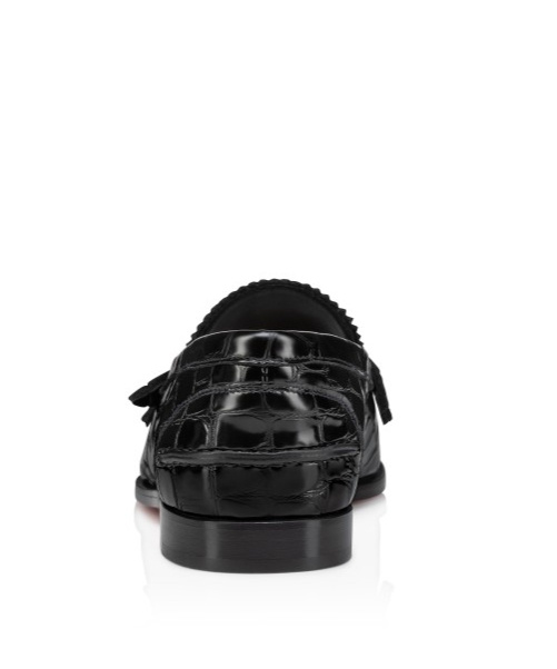 Christian Louboutin Penny Donna Crocodile-effect Leather Loafers In Black
