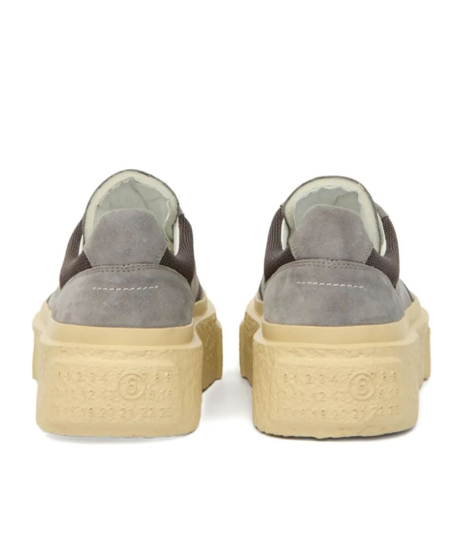 Mm6 Maison Margiela Low-top Mesh Panel Sneakers With Perforated Detailing In Brown