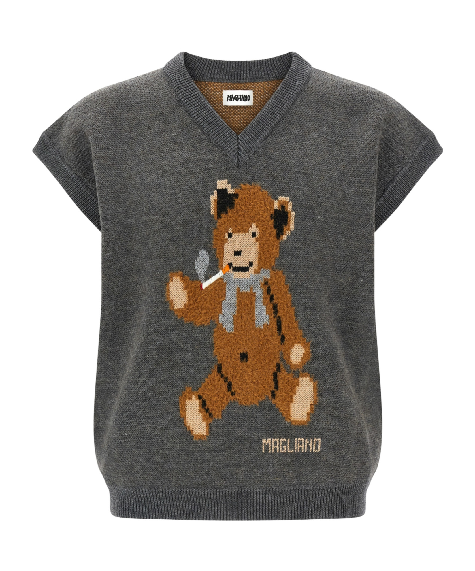 Magliano Teddy Bear V-neck Sweater In Gray