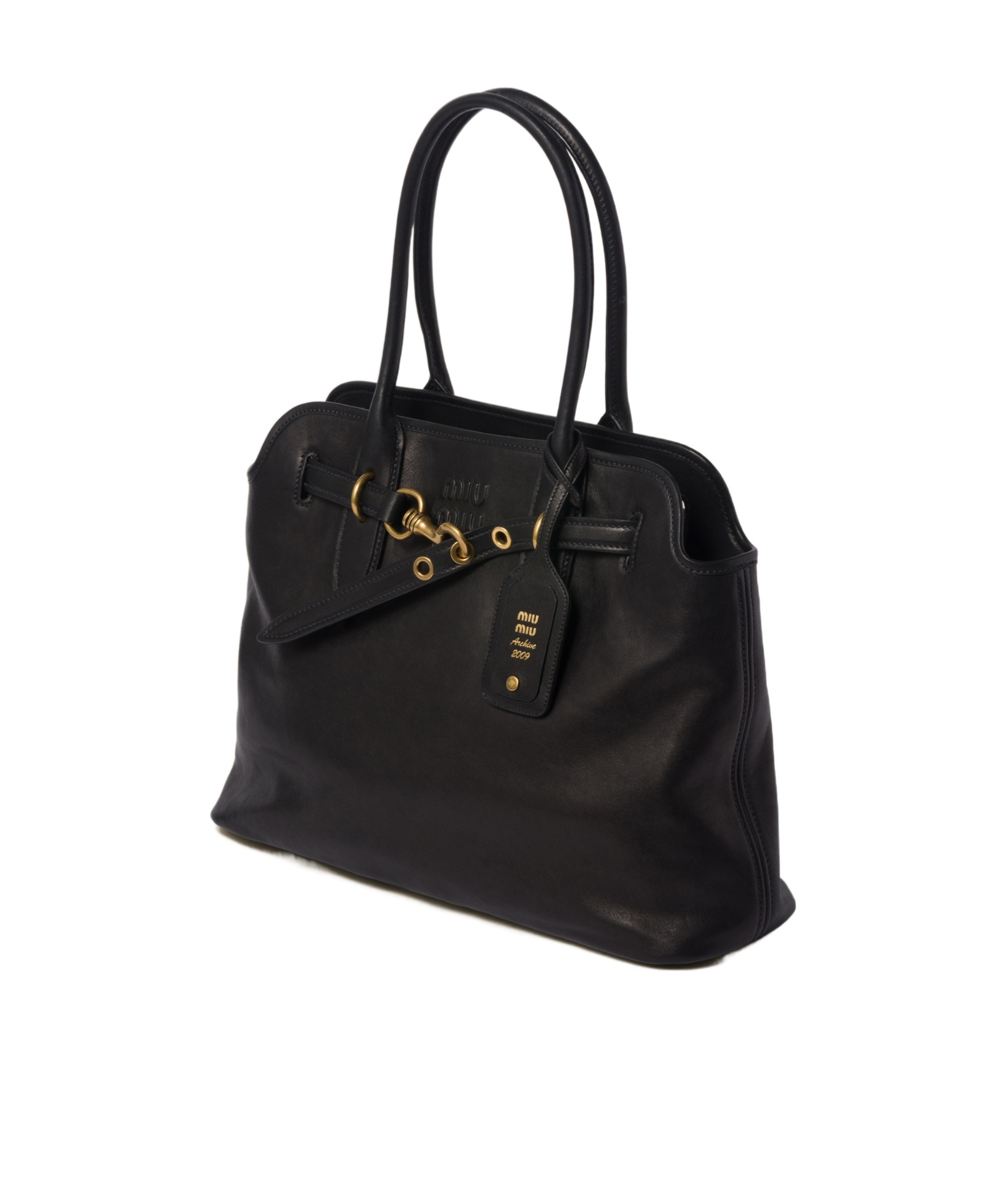 Miu Miu Black Nappa Leather Aventure Bag Women In Black