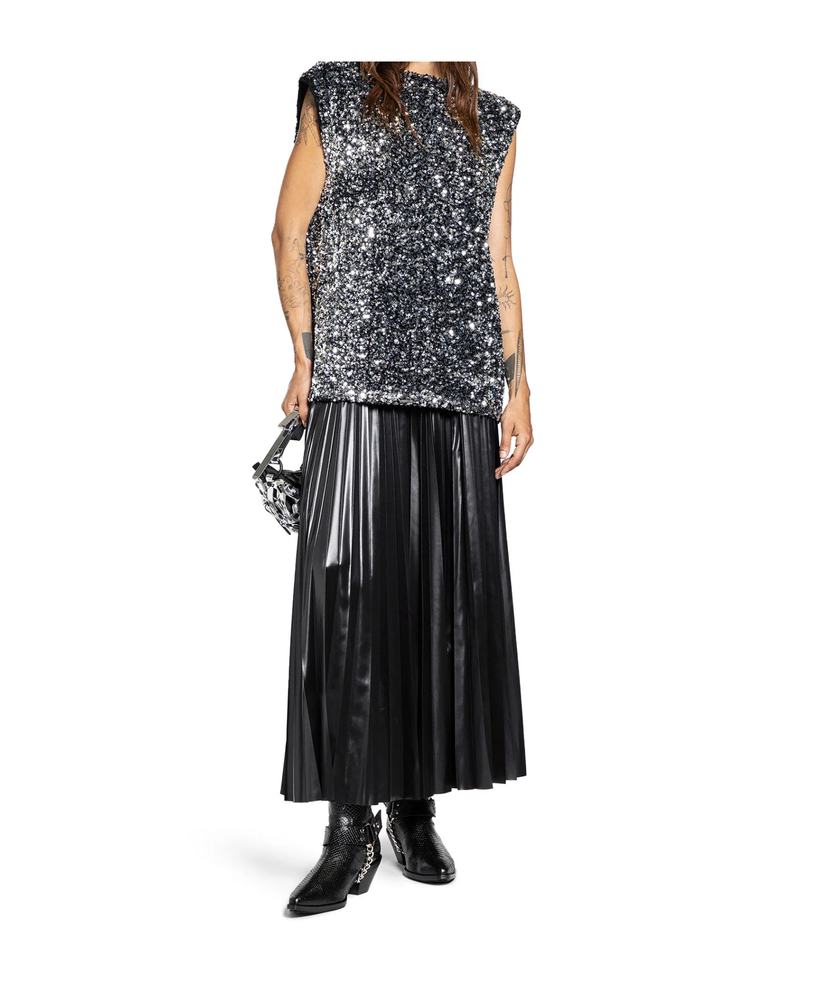 Junya Watanabe Pleated Detail Skirt In Black