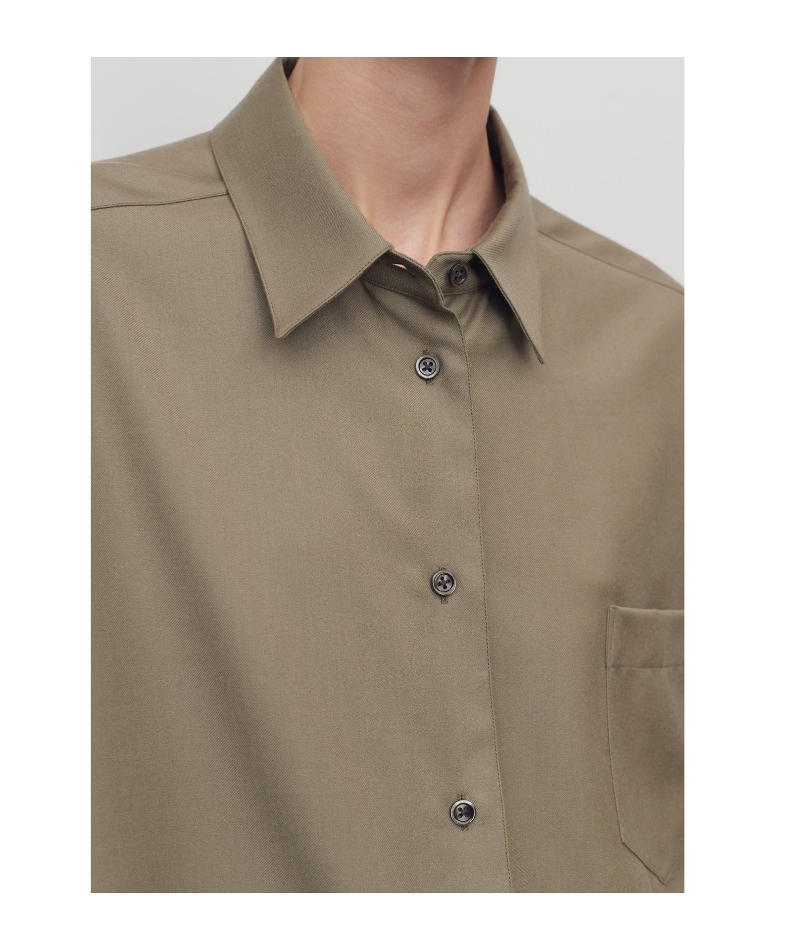 The Row Pino Virgin Wool Cady Shirt In Brown