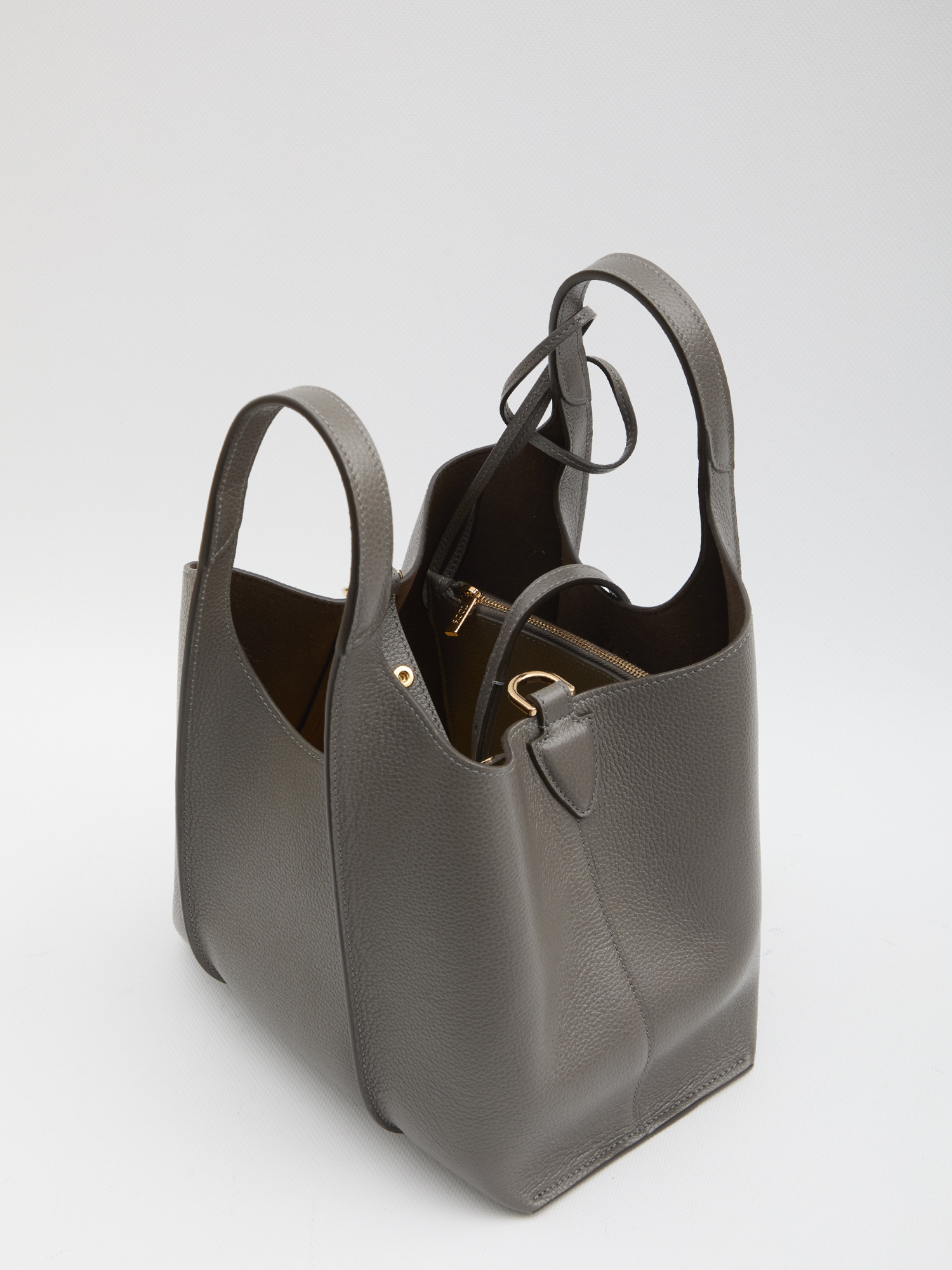 Tod's Mini Shopping Tote With Adjustable Strap In Gray