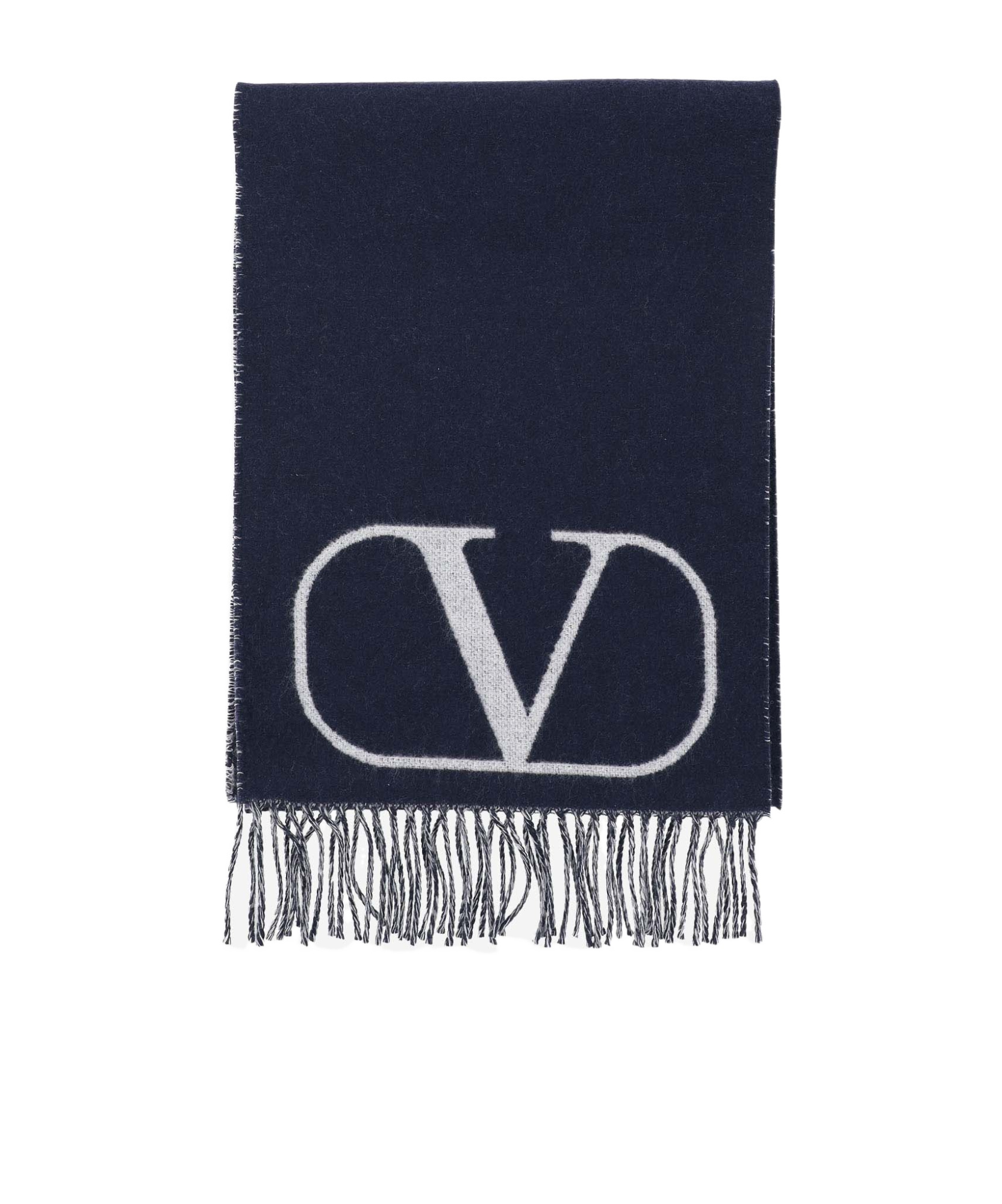 Valentino Vlogo Signature Frayed Scarf In Black