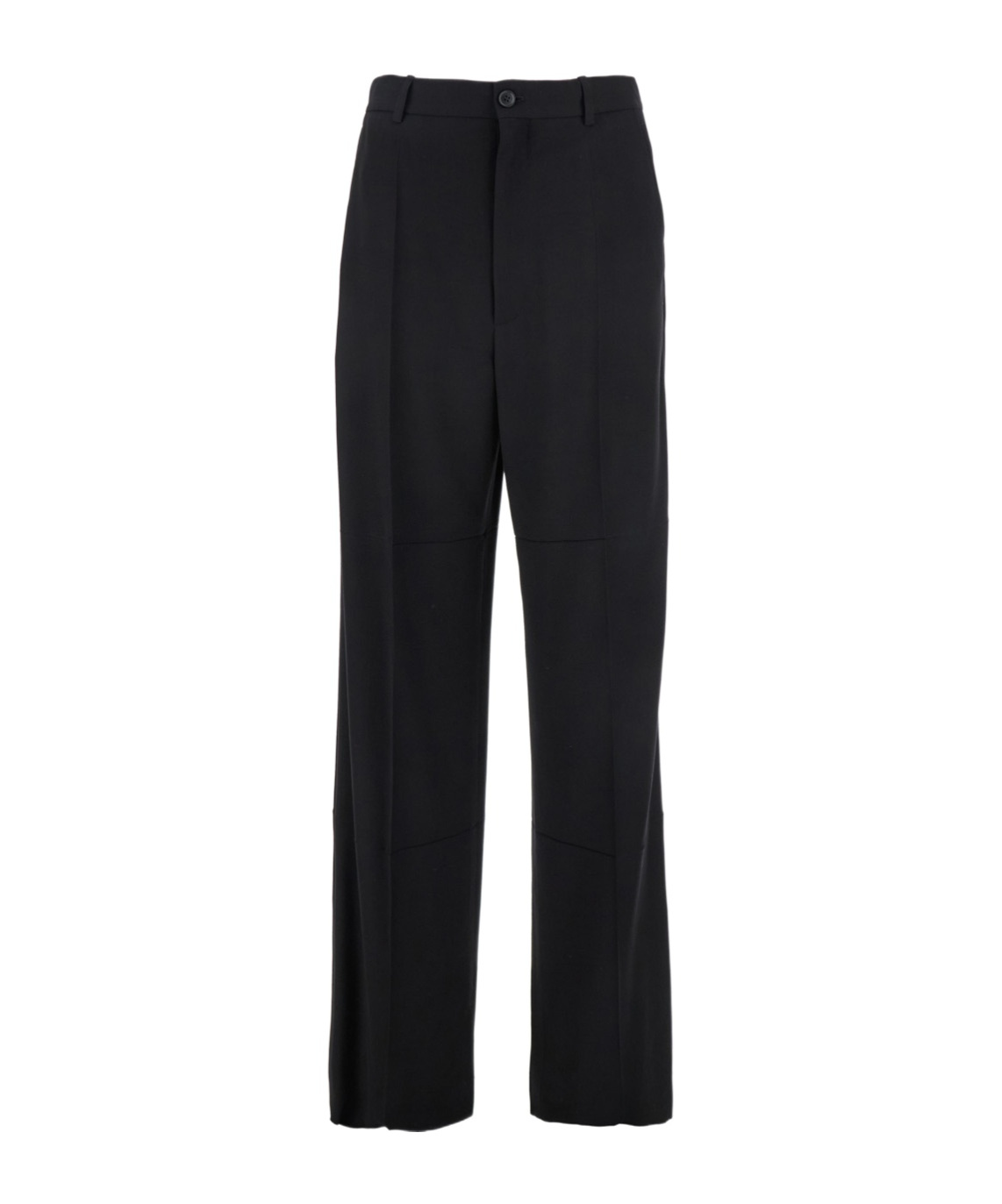 Balenciaga Central Pleated Twill Trousers In Black