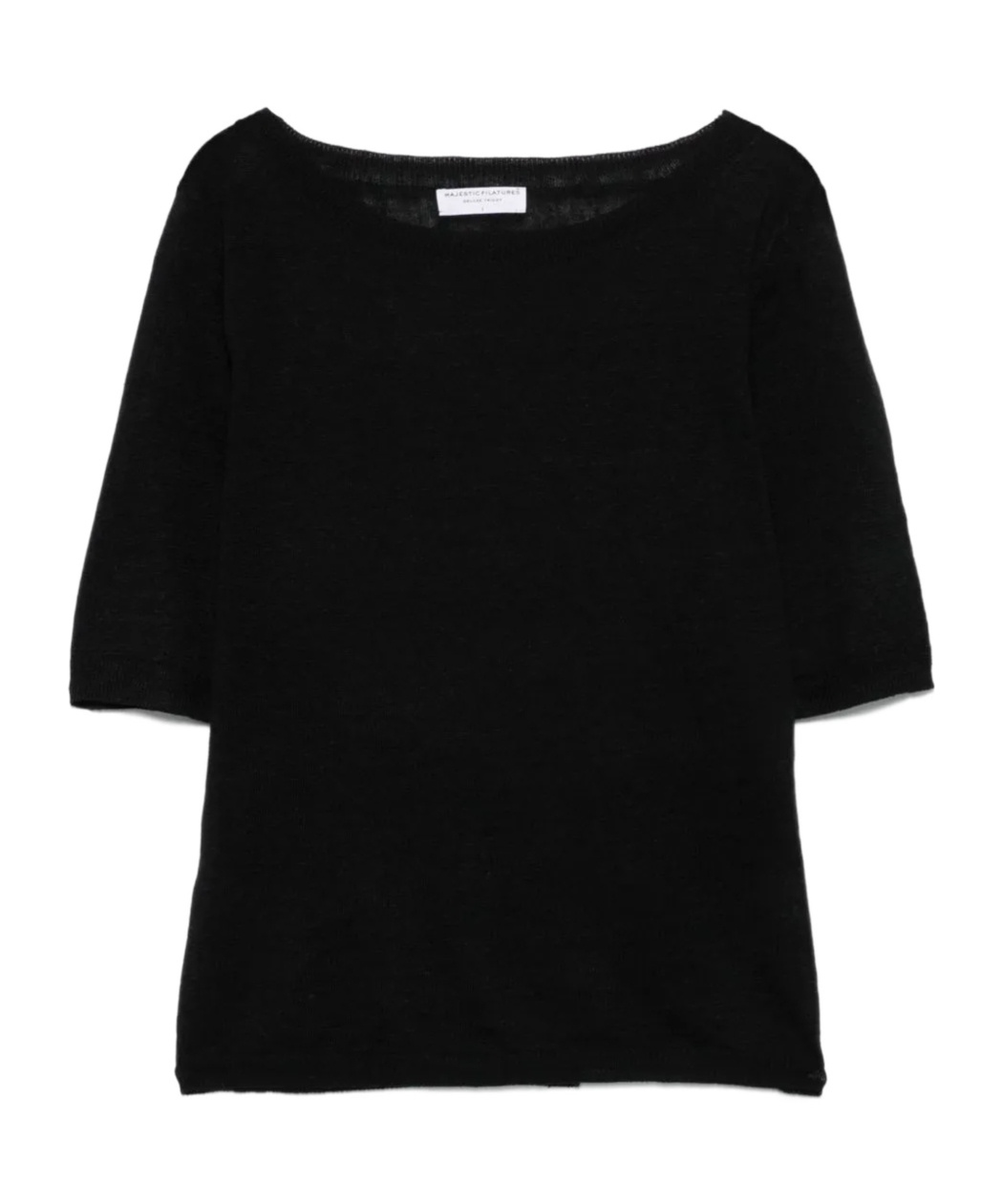 Majestic Filatures Black Linen Sweater In Black