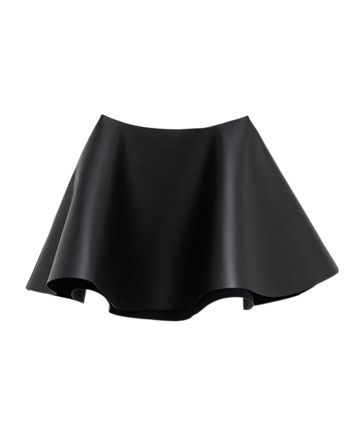 Jw Anderson Leather Mini Circle Skirt In Black
