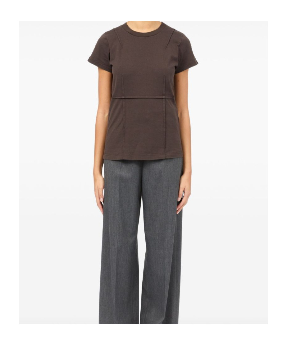 Mm6 Maison Margiela Panelled Short-sleeve T-shirt In Brown