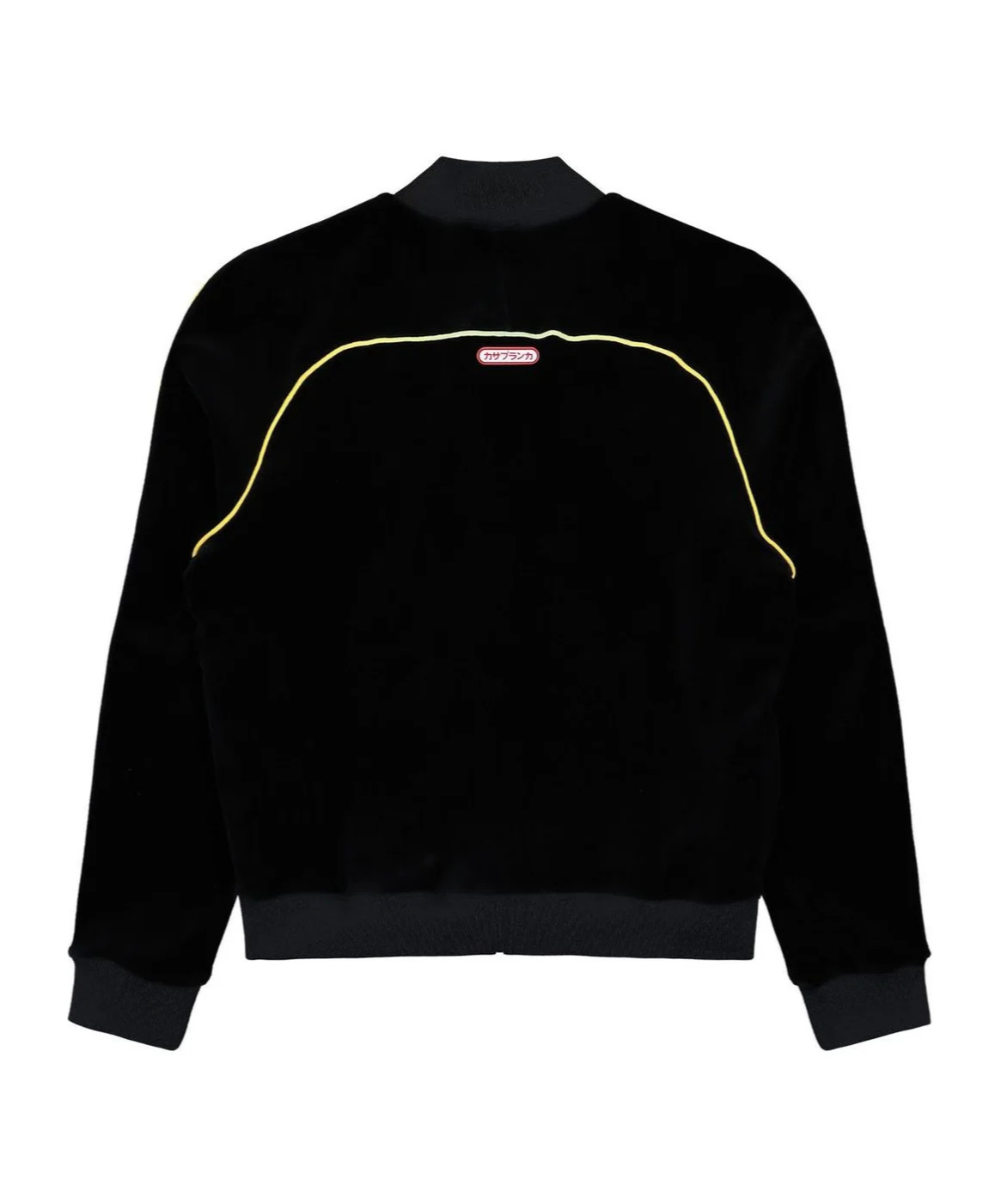 Casablanca Black Velvet Bomber Jacket With Yellow Profiles In Black