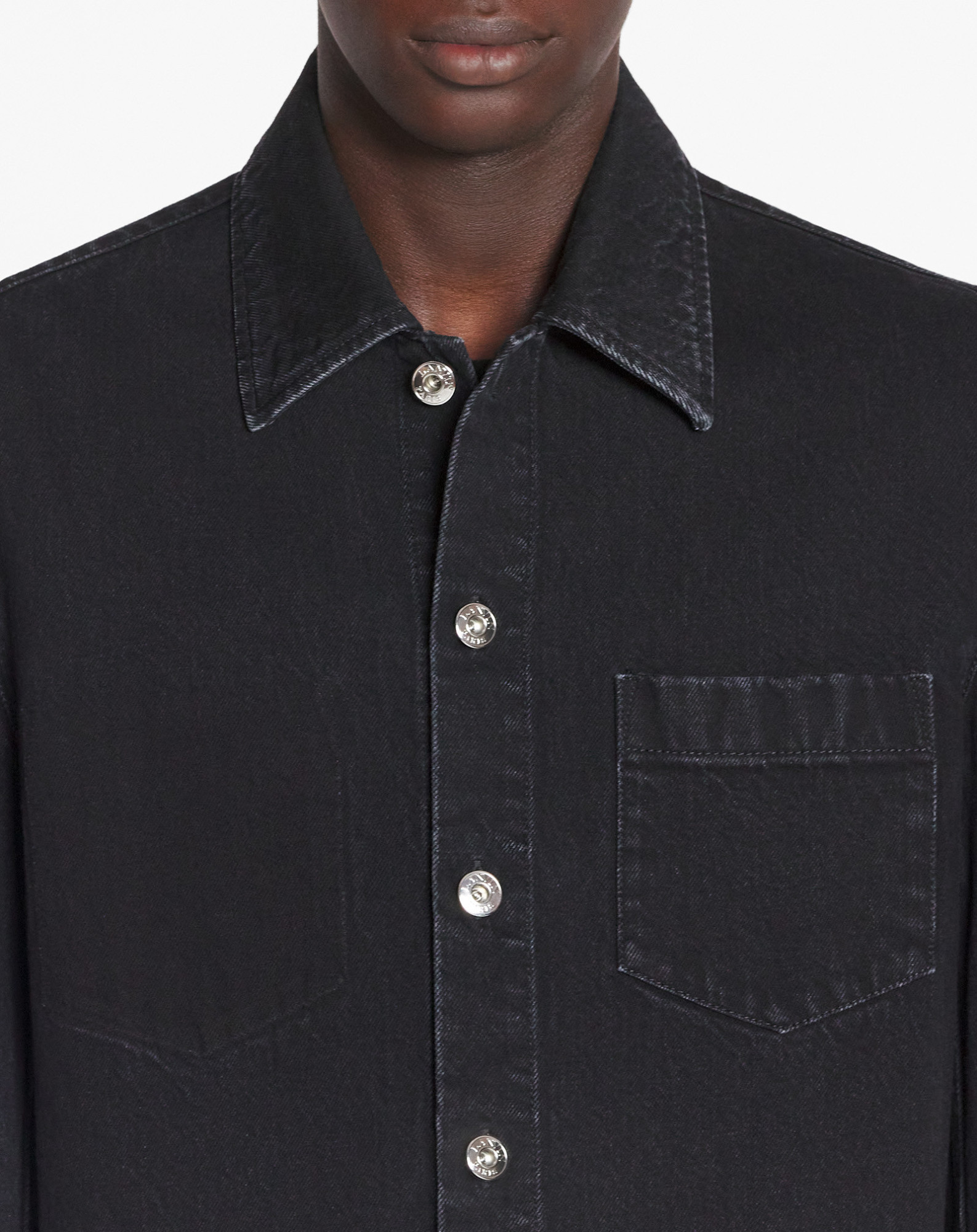Lanvin Long-sleeved Denim Coat In Black