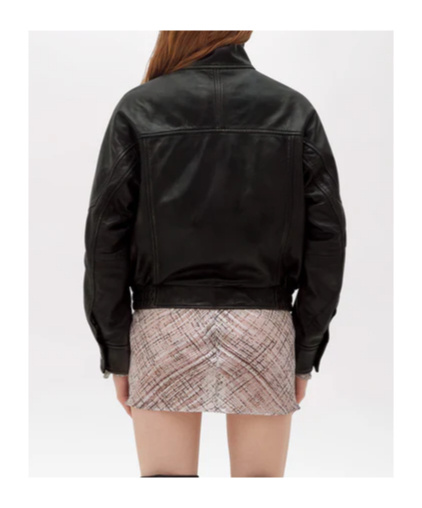 Blugirl Asymmetrical Leather Jacket In Black