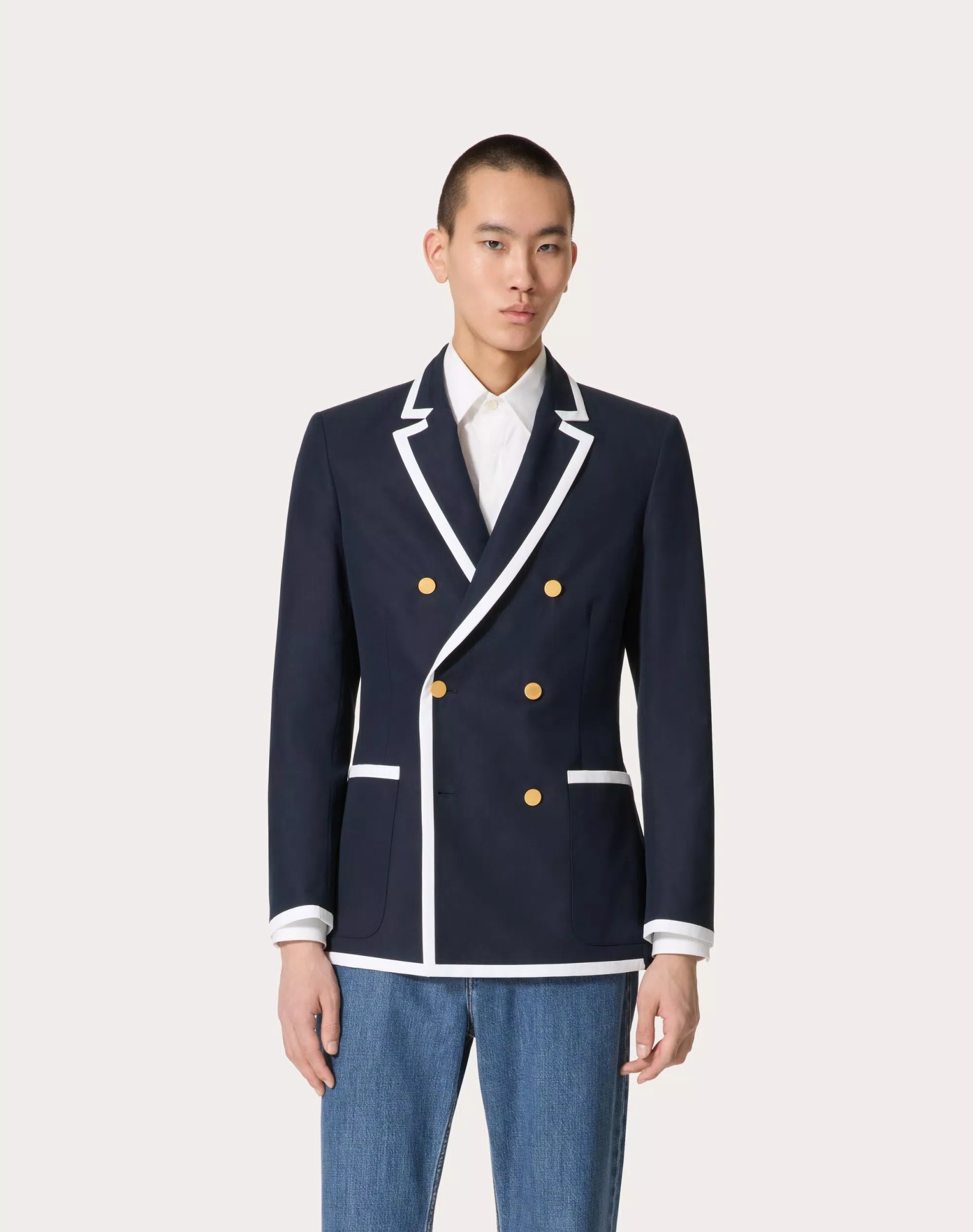Valentino Double-breasted Blazer In Black