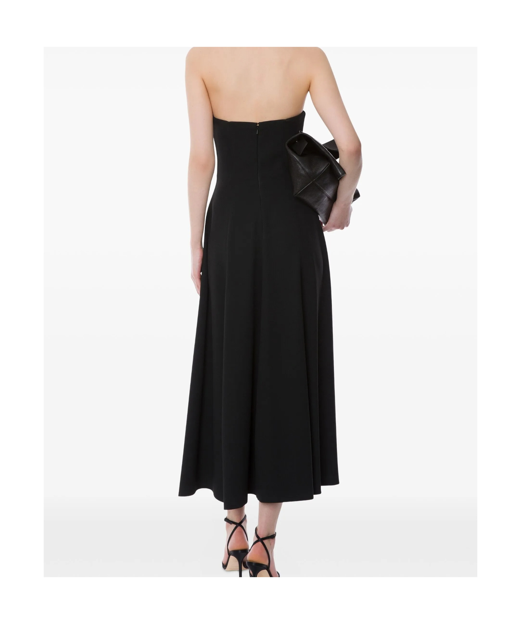Alberta Ferretti Strapless Flared Dress In Black