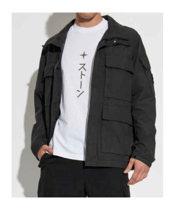 Stone Island Long-sleeved Casual Jacket In Black