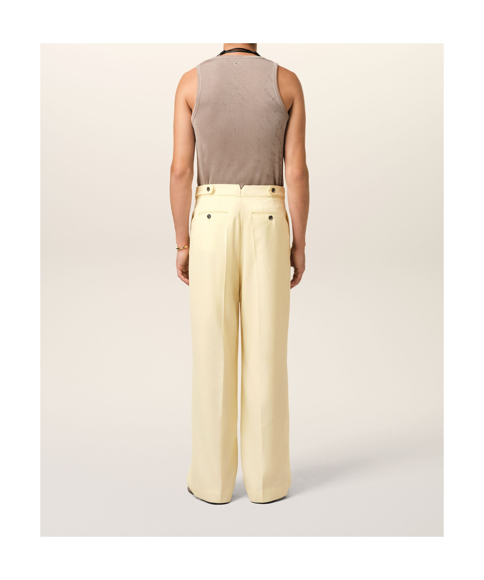 Ami Alexandre Mattiussi Yellow Wool Large Fit Trousers Yellow In Butter Color