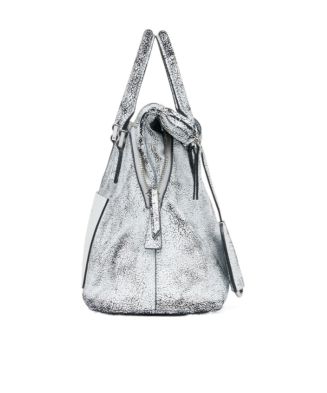 Maison Margiela Textured Leather Shoulder Bag With Top Handles In White