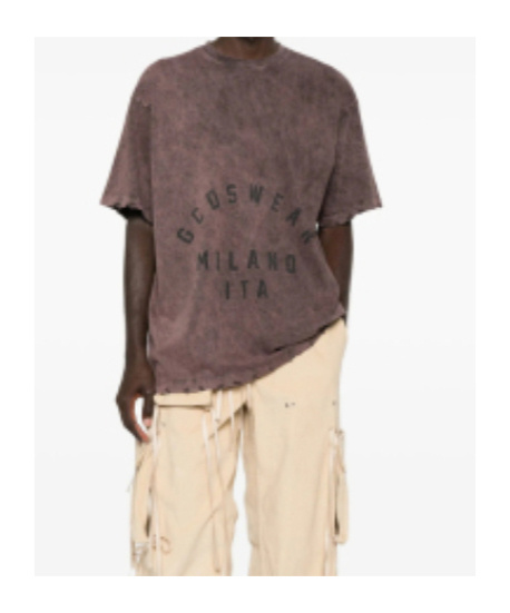 Gcds Distressed-effect Graphic-print T-shirt In Brown