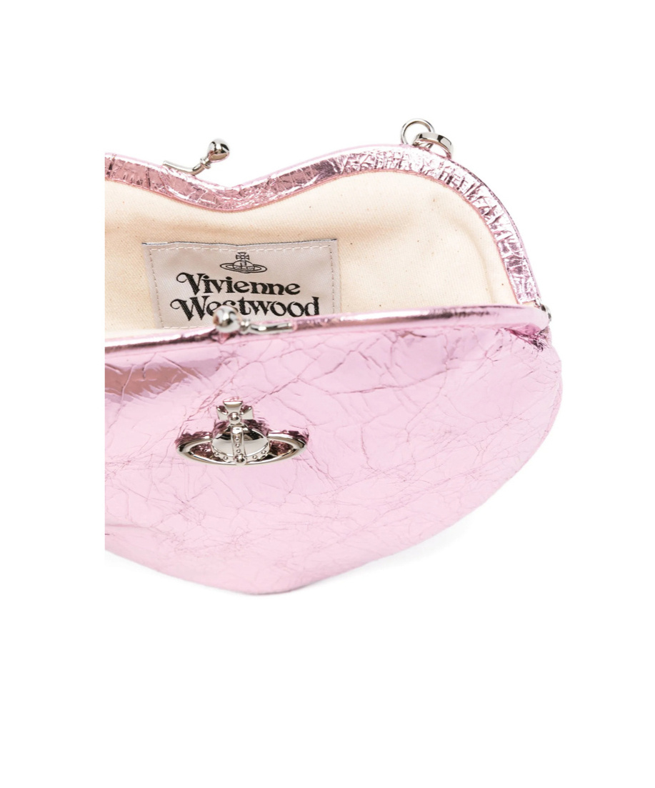 Vivienne Westwood Heart-shaped Metallic Clutch Bag In Pink