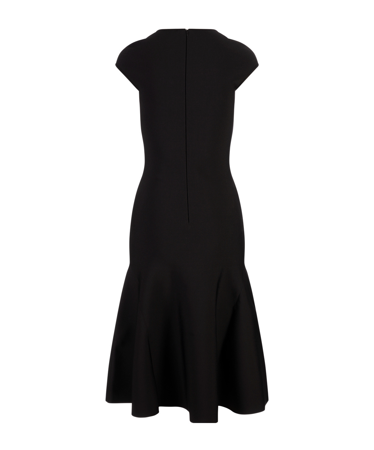 Alexander Mcqueen Draped Midi Dress With Fitted Bodice In Black