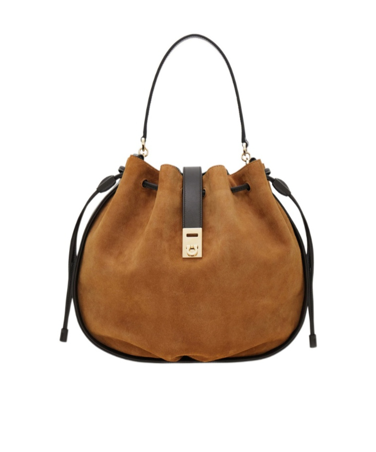 Ferragamo Hug Bucket Bag In Brown