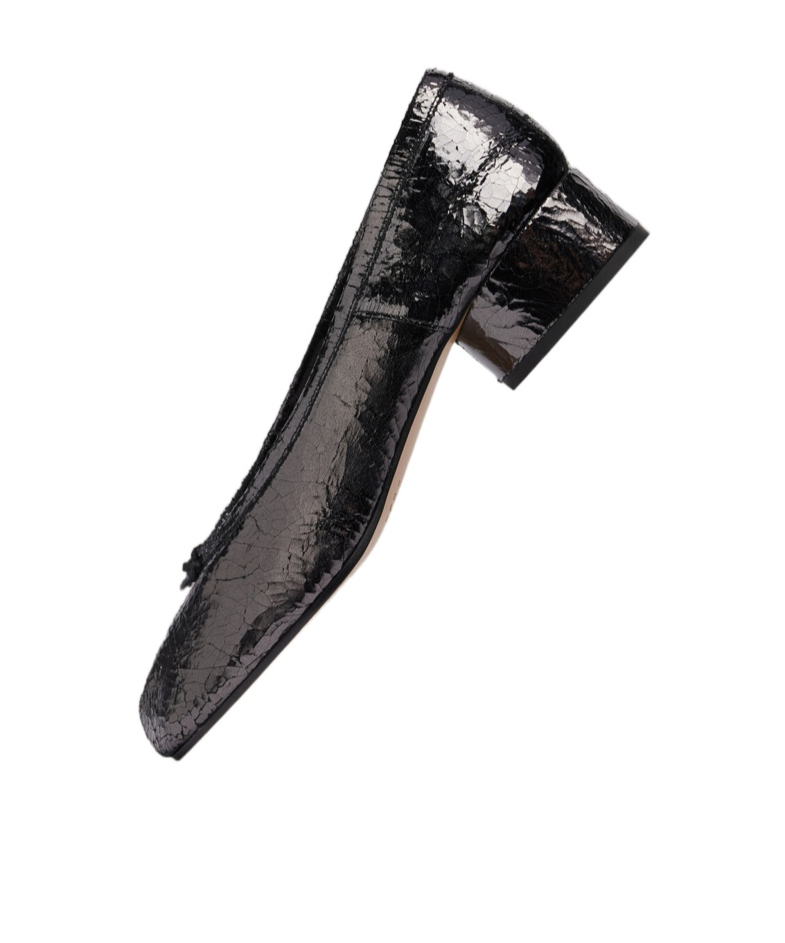 Maison Margiela Tabi Ballerina Split-toe Crinkled Glossed-leather Pumps In Grey