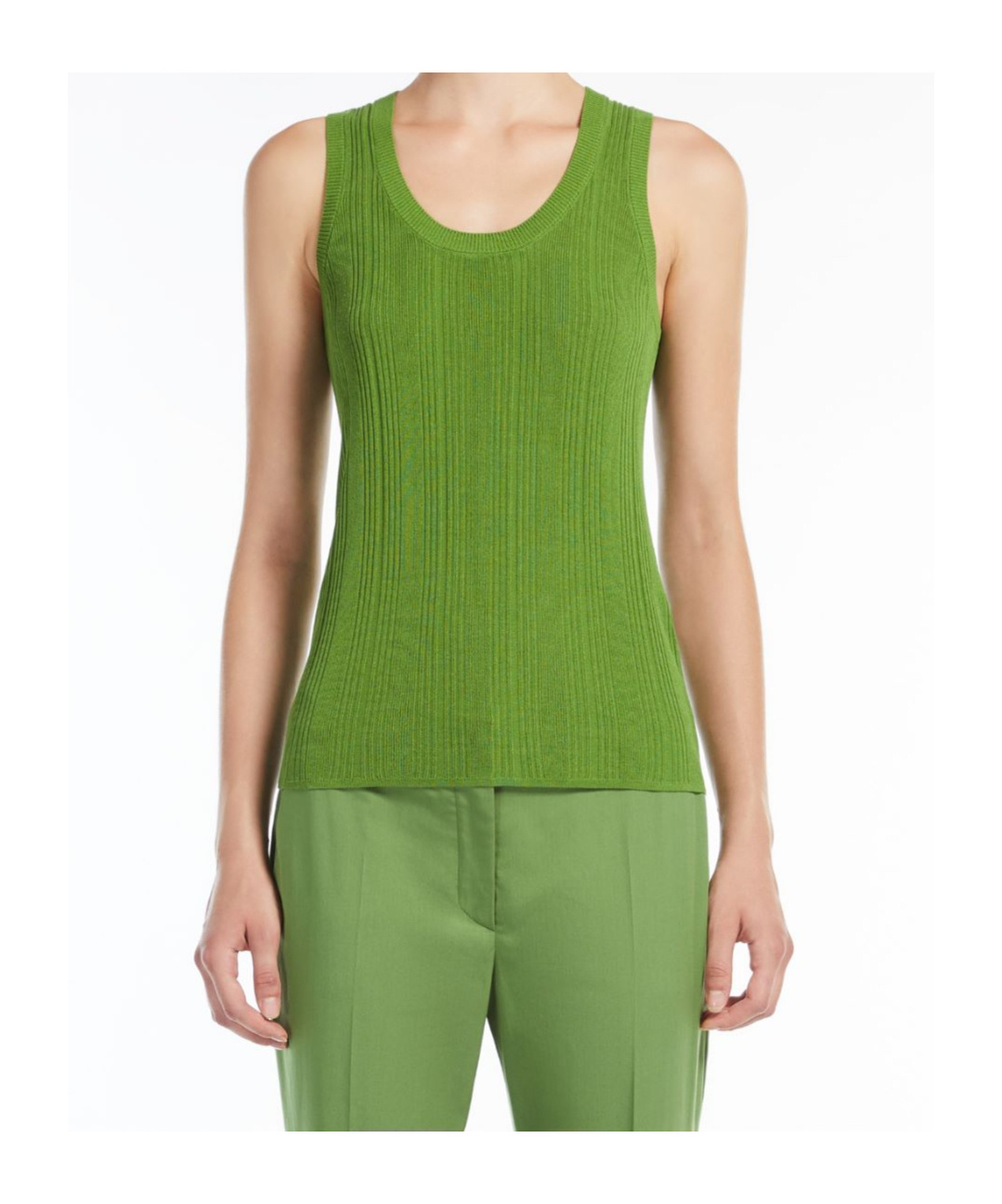 Shop Weekend Max Mara Viscose Yarn Top In Green
