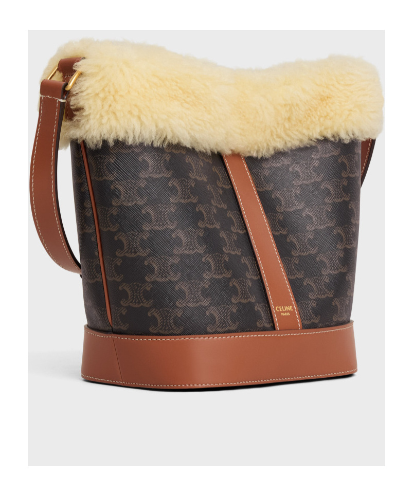 Celine Small Logo Printed Bucket Bag In Black