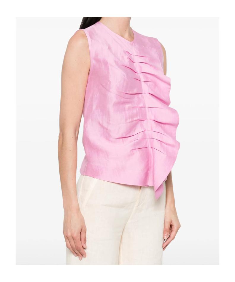 Mazzarelli Pleated Vest In Rose Pink