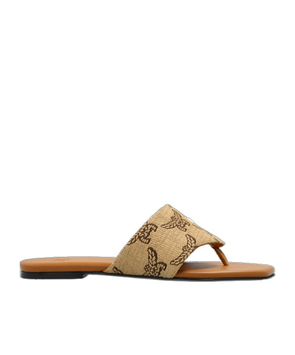 Mcm Printed Slippers In Nude