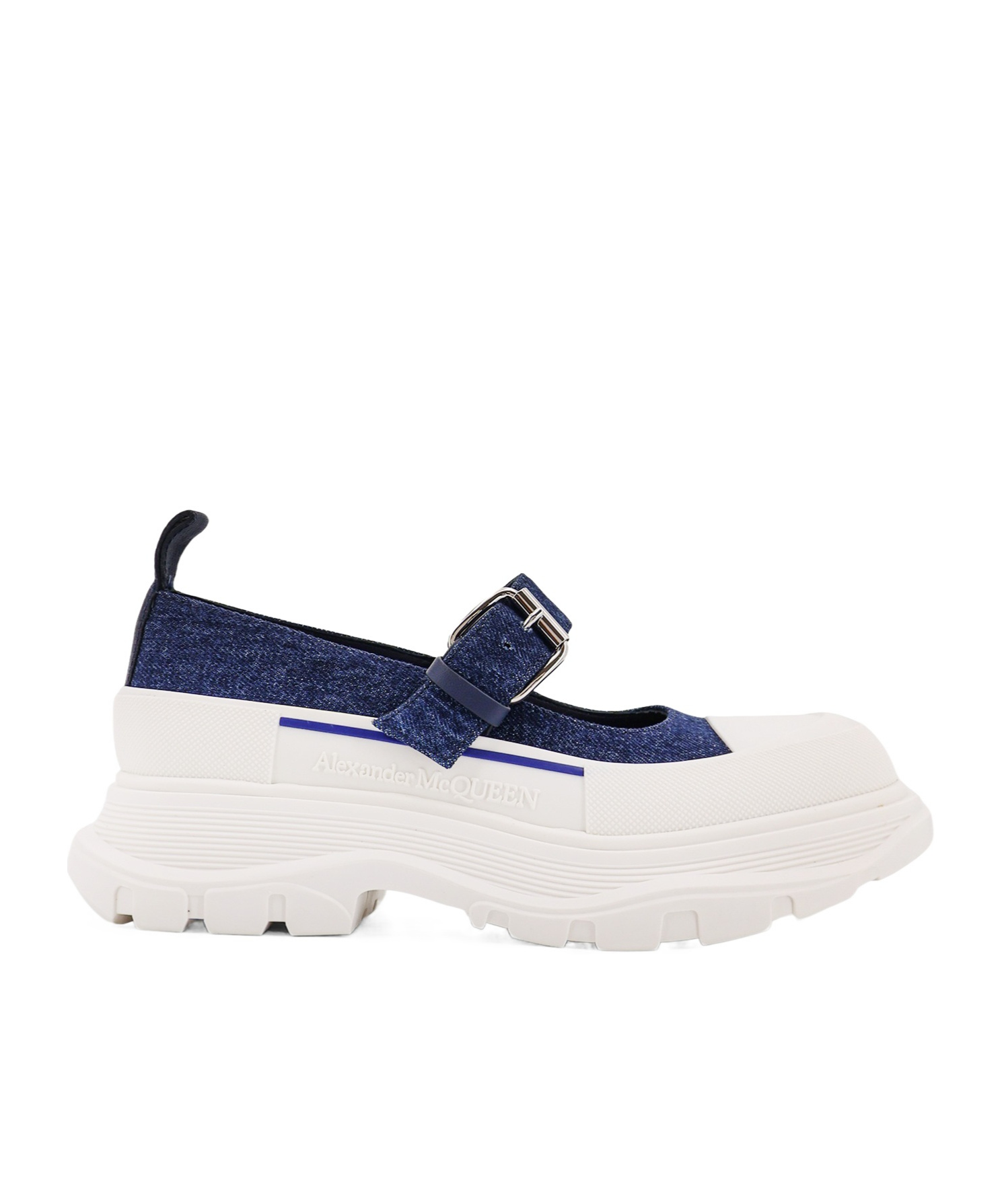 Alexander Mcqueen Denim Mary Jane Shoes In White