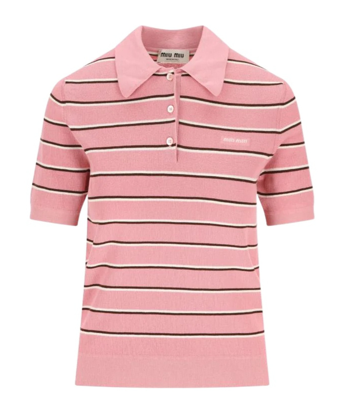Miu Miu Short-sleeved Polo Shirt In Pink