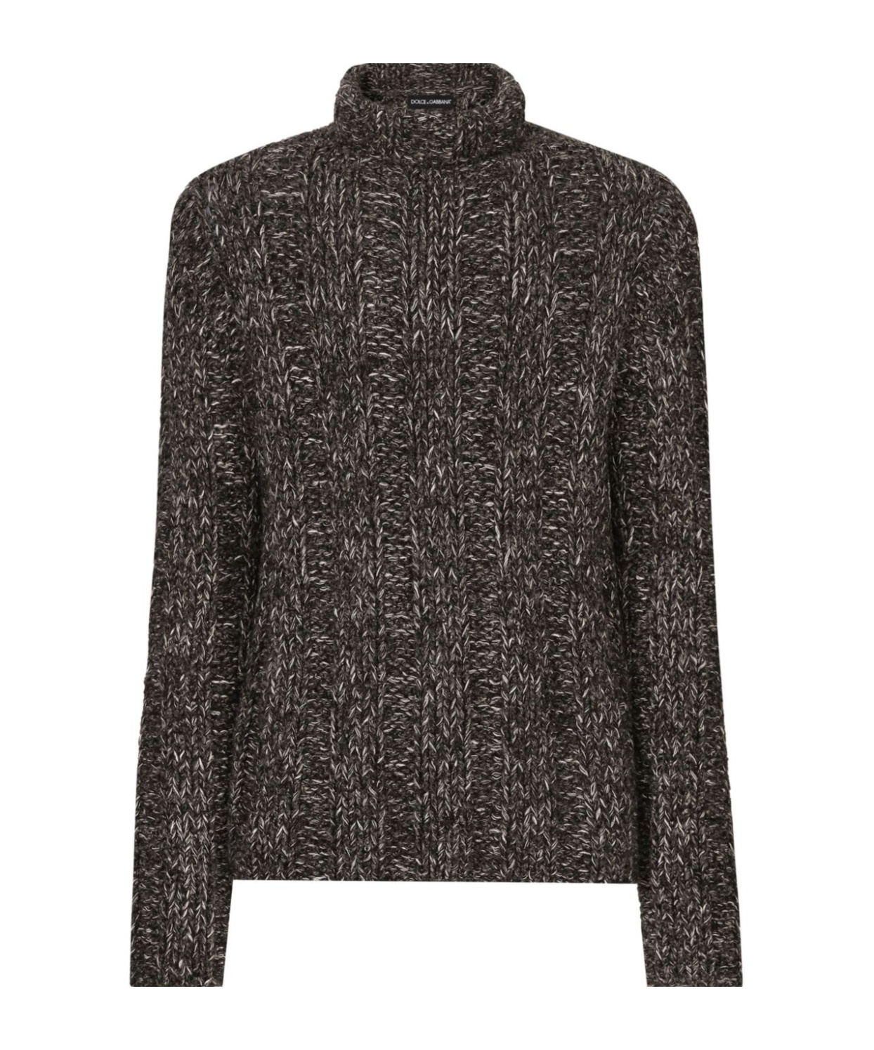 Dolce & Gabbana Cable Knit Turtleneck Sweater In Black