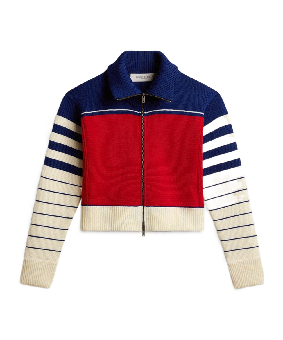 Golden Goose Long-sleeved Sweater Coat In Multicolor