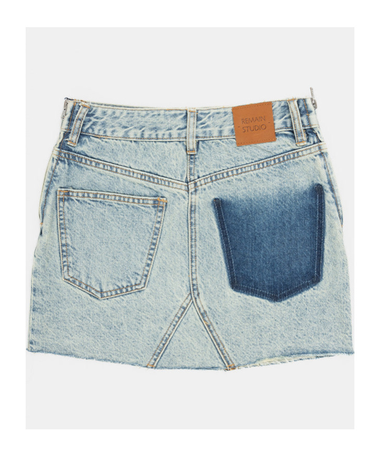 Remain Birger Christensen Faded Stitching Denim Shorts In Green