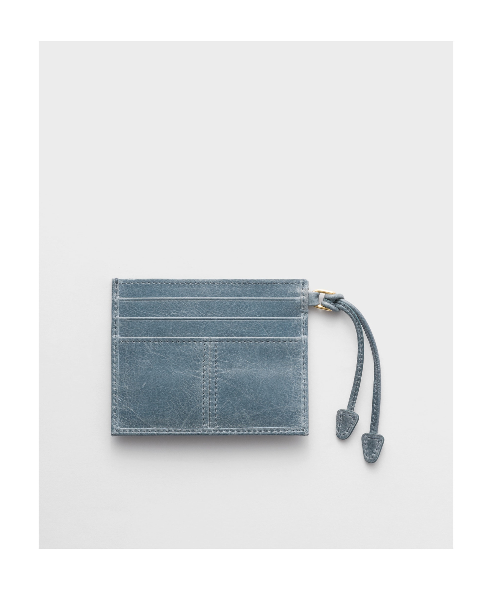 Prada Leather Card Holder In Pilot Blue