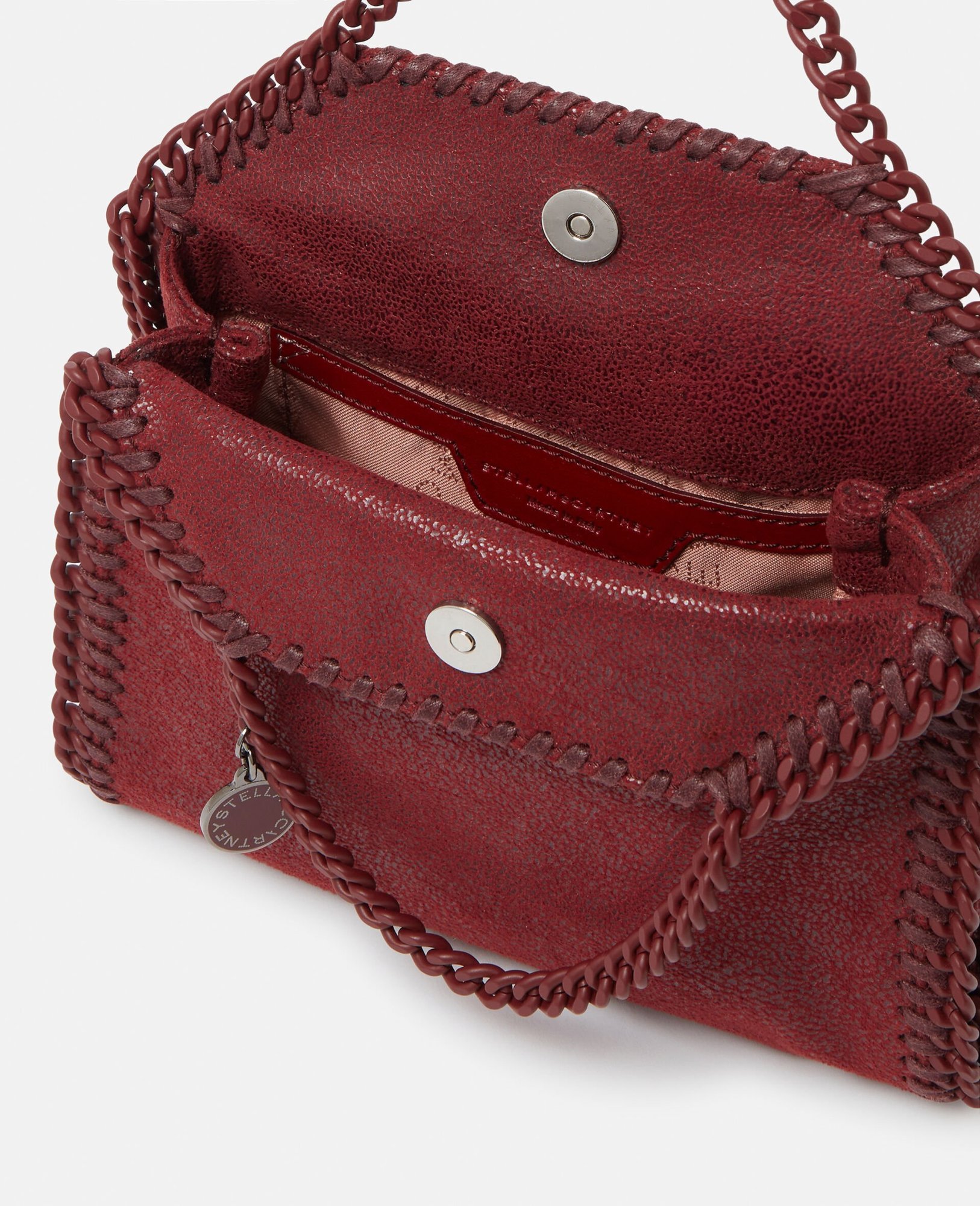 Stella Mccartney Falabella Mini Enamel Tote Bag In Red