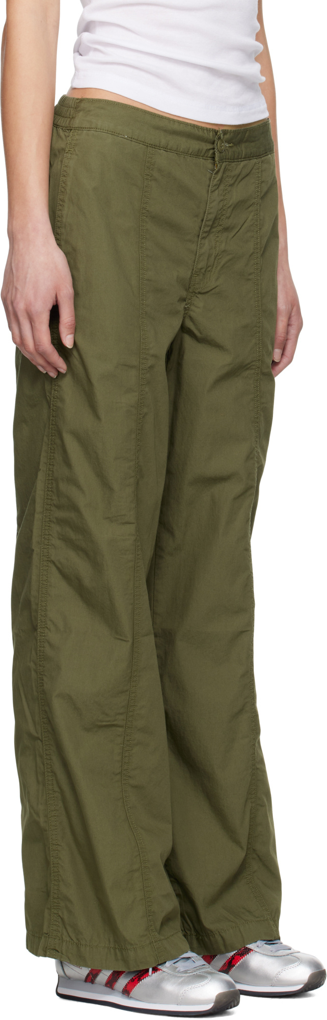 Levi's Khaki Baggy Parachute Trousers In Green