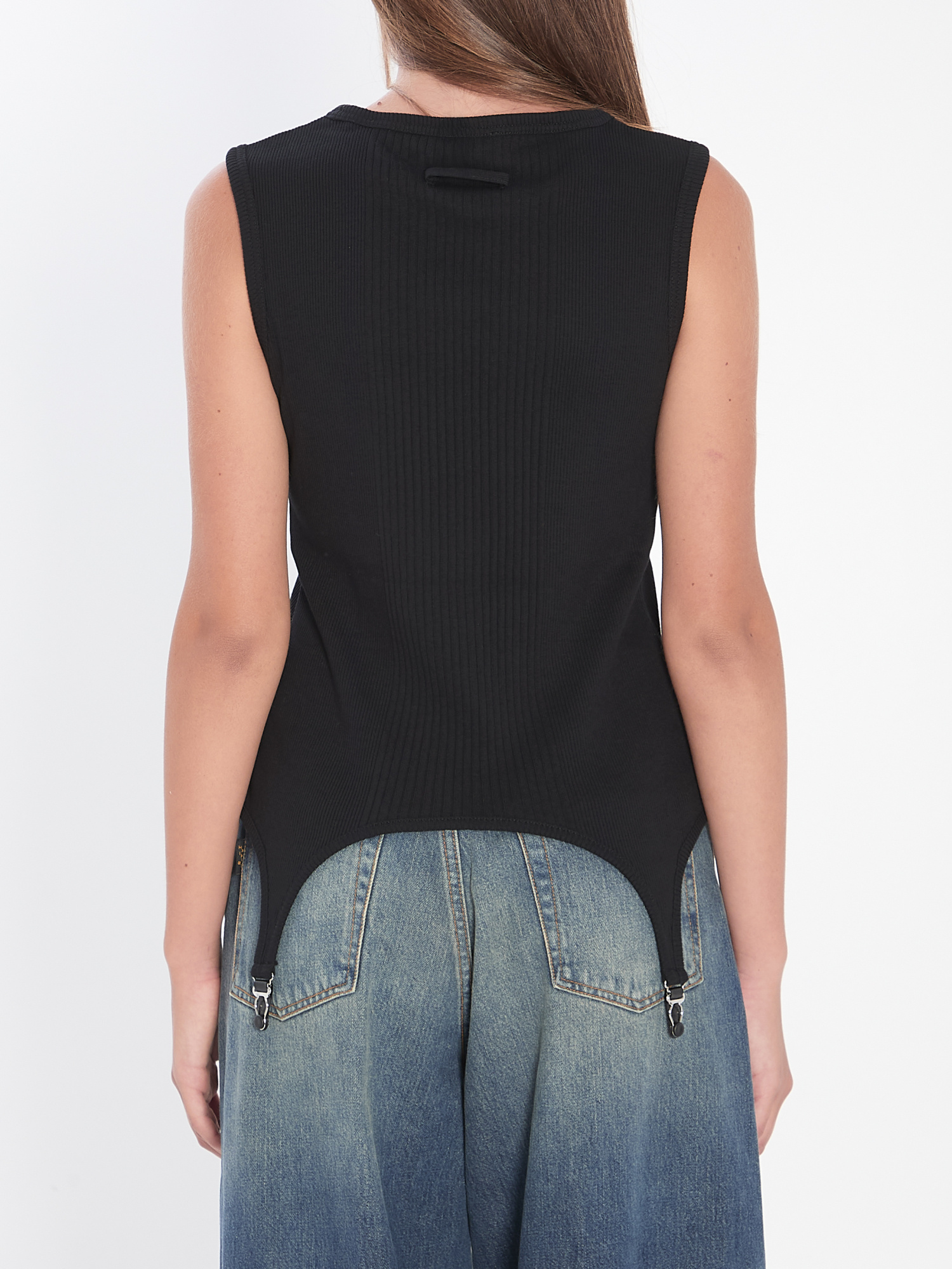 Jean Paul Gaultier Tank Top With Lingerie Garter In Black