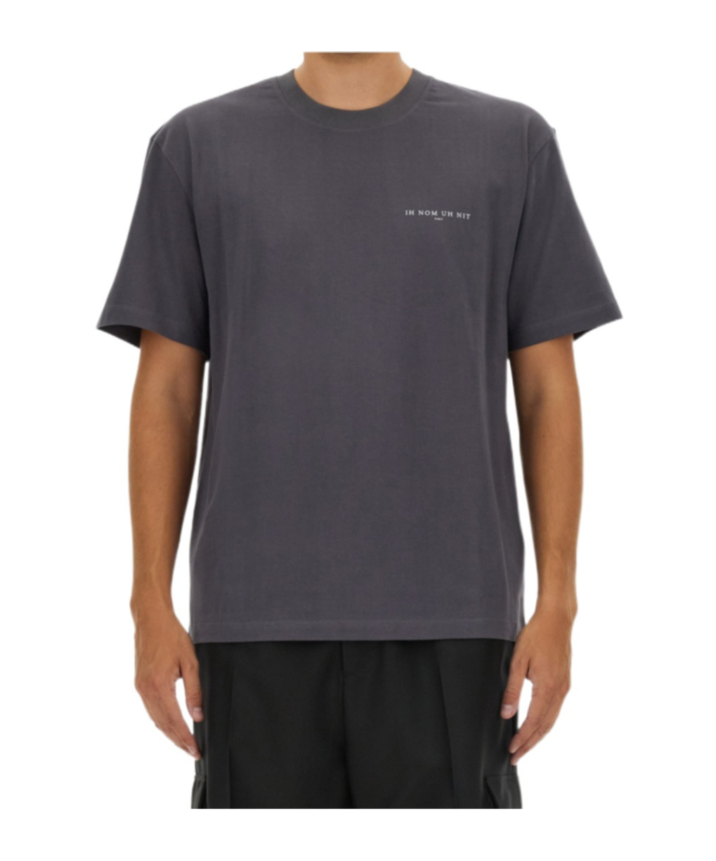 Ih Nom Uh Nit Grey Cotton T-shirt With Graphic Print In Black