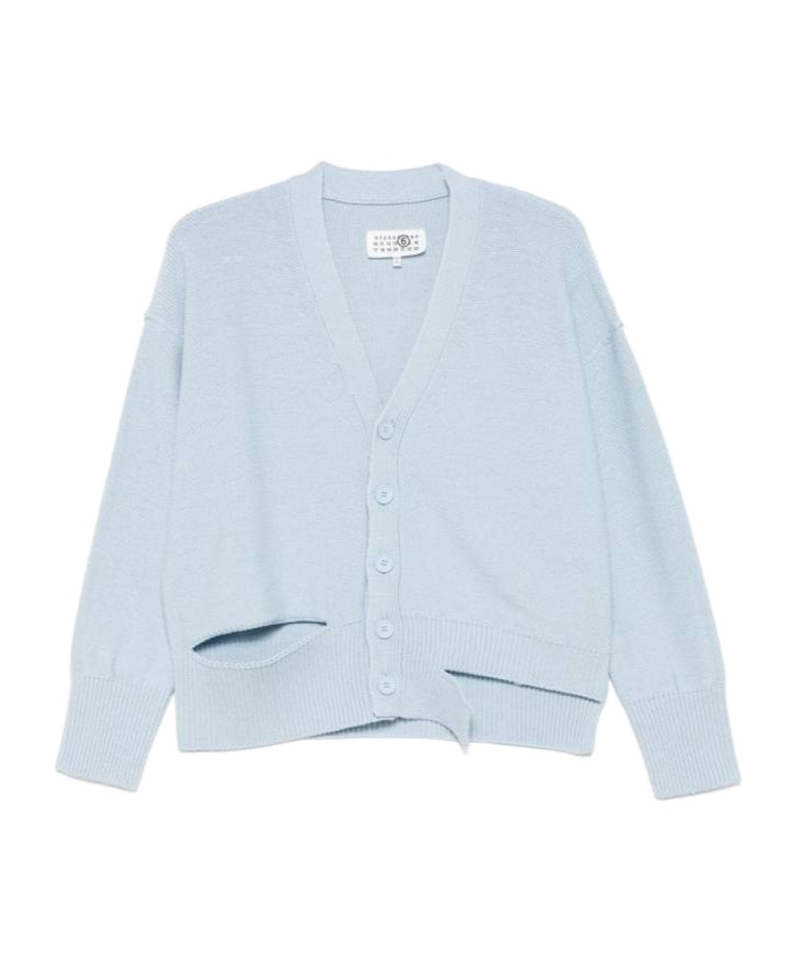 Mm6 Maison Margiela Cut-out Detailed Cardigan In Blue