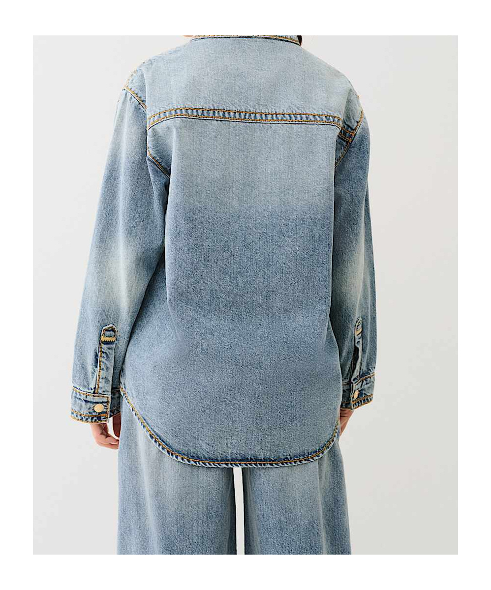 Shop True Religion Denim Super T Shacket In Multicolor