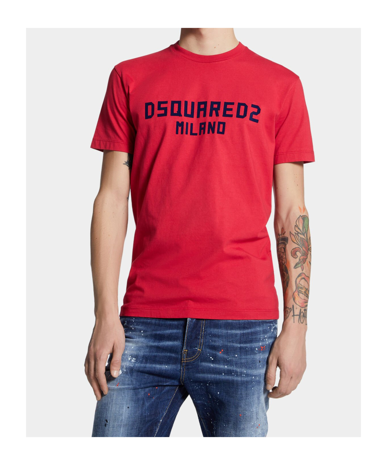 Dsquared2 Red Crewneck T-shirt With Logo Lettering On The Front