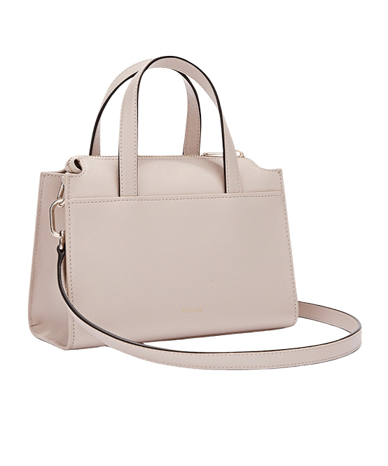 Furla Boston S Leather Handbag In Nude