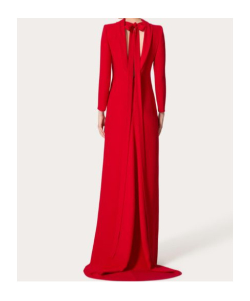 Valentino Robe Longue En Cady Couture Femme Rouge 42 In Red