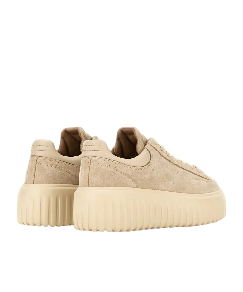 Hogan H-stripes Suede Platform Sneakers In Neutral