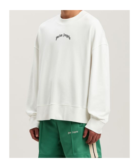 Palm Angels Relaxed Fit Knit Sweater With Bold Lettering In White