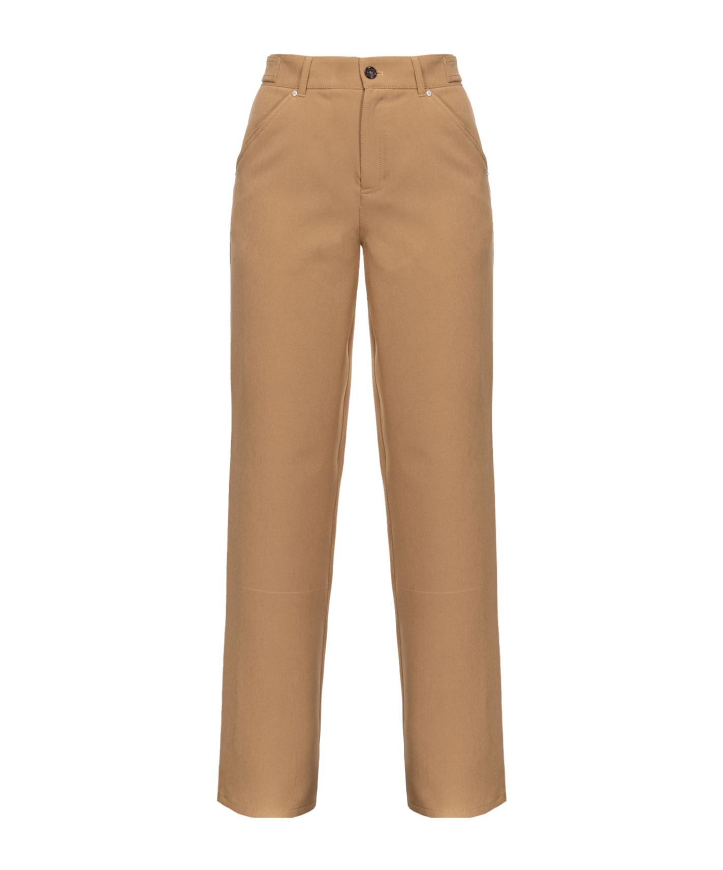 Pinko Pentola High-waisted Straight-leg Trousers In Brown
